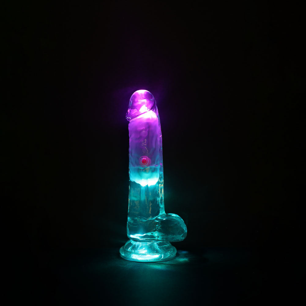 Realrock 6'' With Balls Wireless Rechargeable Led Vibrating Dong Clear With Led 16.2 Cm Usb Rechargeable Vibrating Dong With Remote