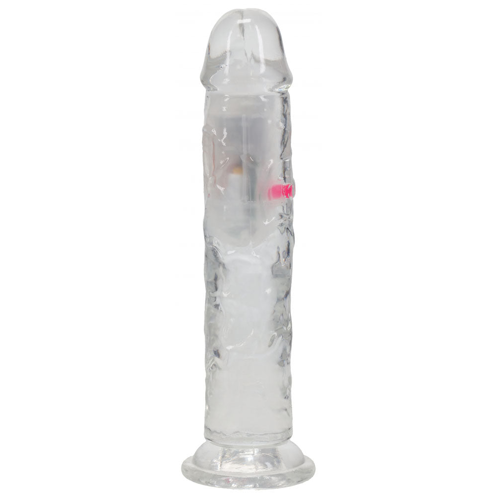Realrock 7'' No Balls Wireless Rechargeable Led Vibrating Dong Clear With Led 20 Cm Usb Rechargeable Vibrating Dong With Remote