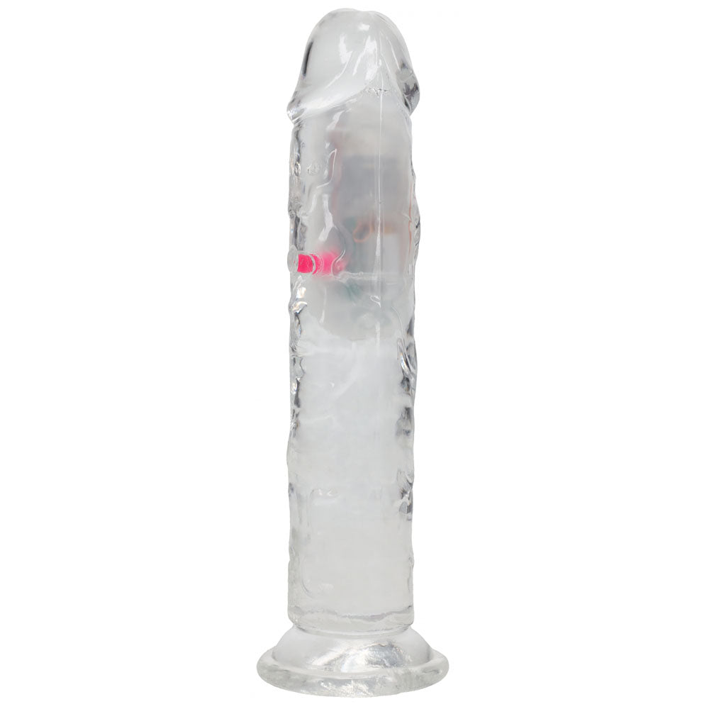Realrock 7'' No Balls Wireless Rechargeable Led Vibrating Dong Clear With Led 20 Cm Usb Rechargeable Vibrating Dong With Remote