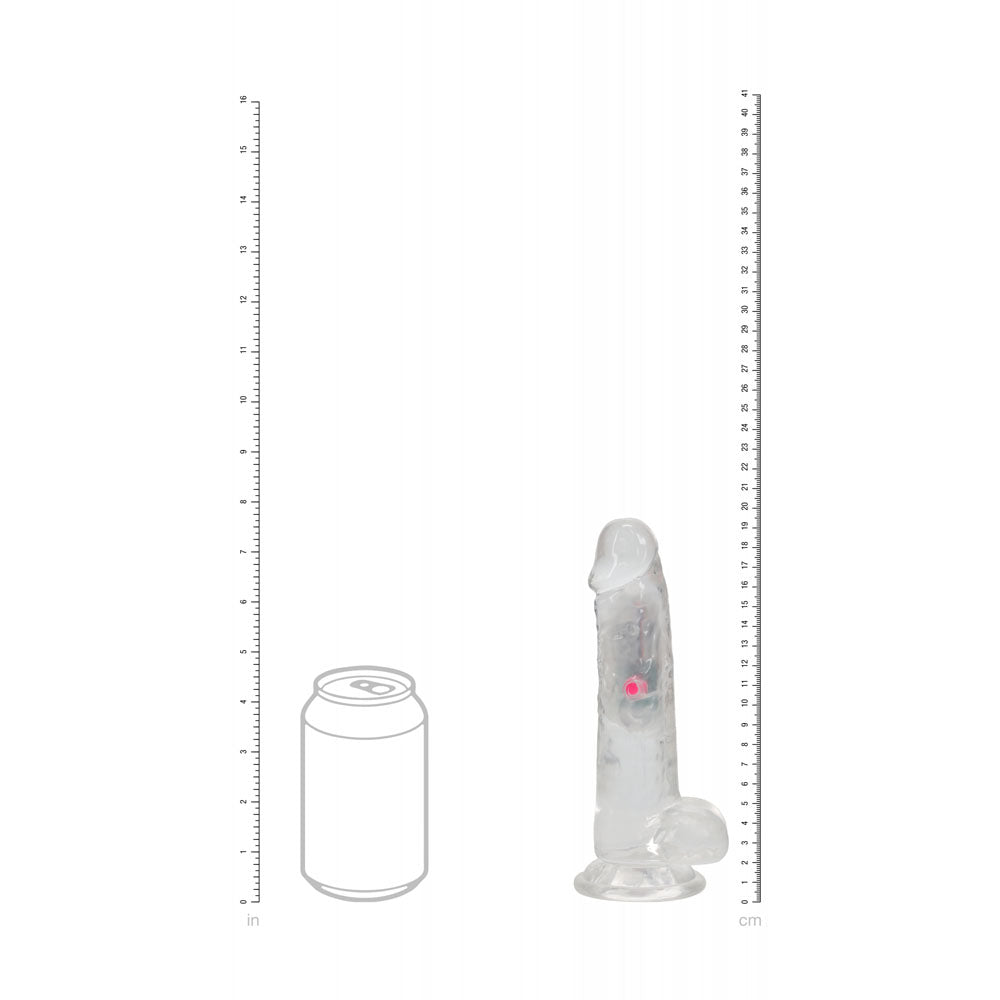 Realrock 7'' With Balls Wireless Rechargeable Led Vibrating Dong Clear With Led 19.5 Cm Usb Rechargeable Vibrating Dong With Remote