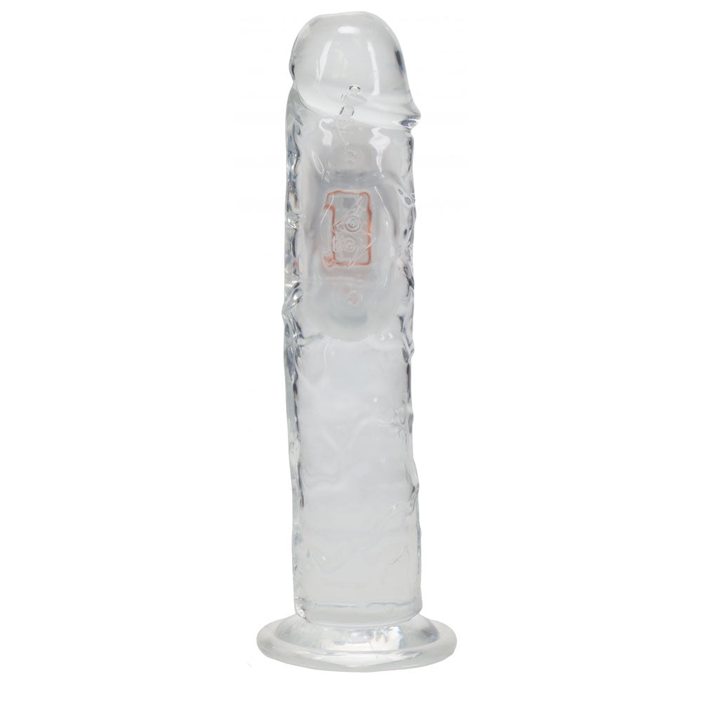 Realrock 8'' No Balls Wireless Rechargeable Led Vibrating Dong Clear With Led 22 Cm Usb Rechargeable Vibrating Dong With Remote