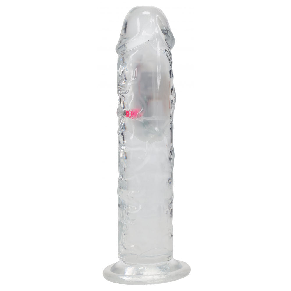 Realrock 8'' No Balls Wireless Rechargeable Led Vibrating Dong Clear With Led 22 Cm Usb Rechargeable Vibrating Dong With Remote