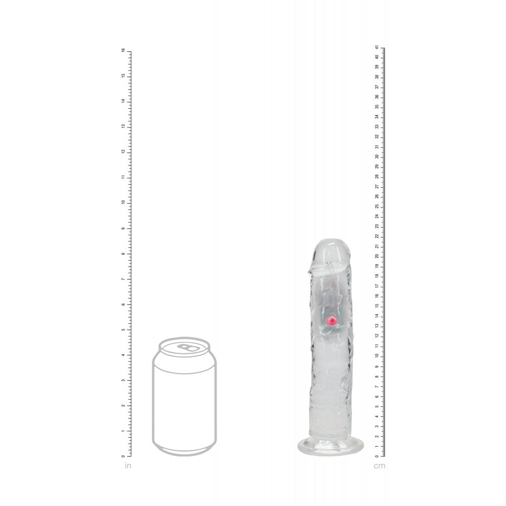 Realrock 8'' No Balls Wireless Rechargeable Led Vibrating Dong Clear With Led 22 Cm Usb Rechargeable Vibrating Dong With Remote