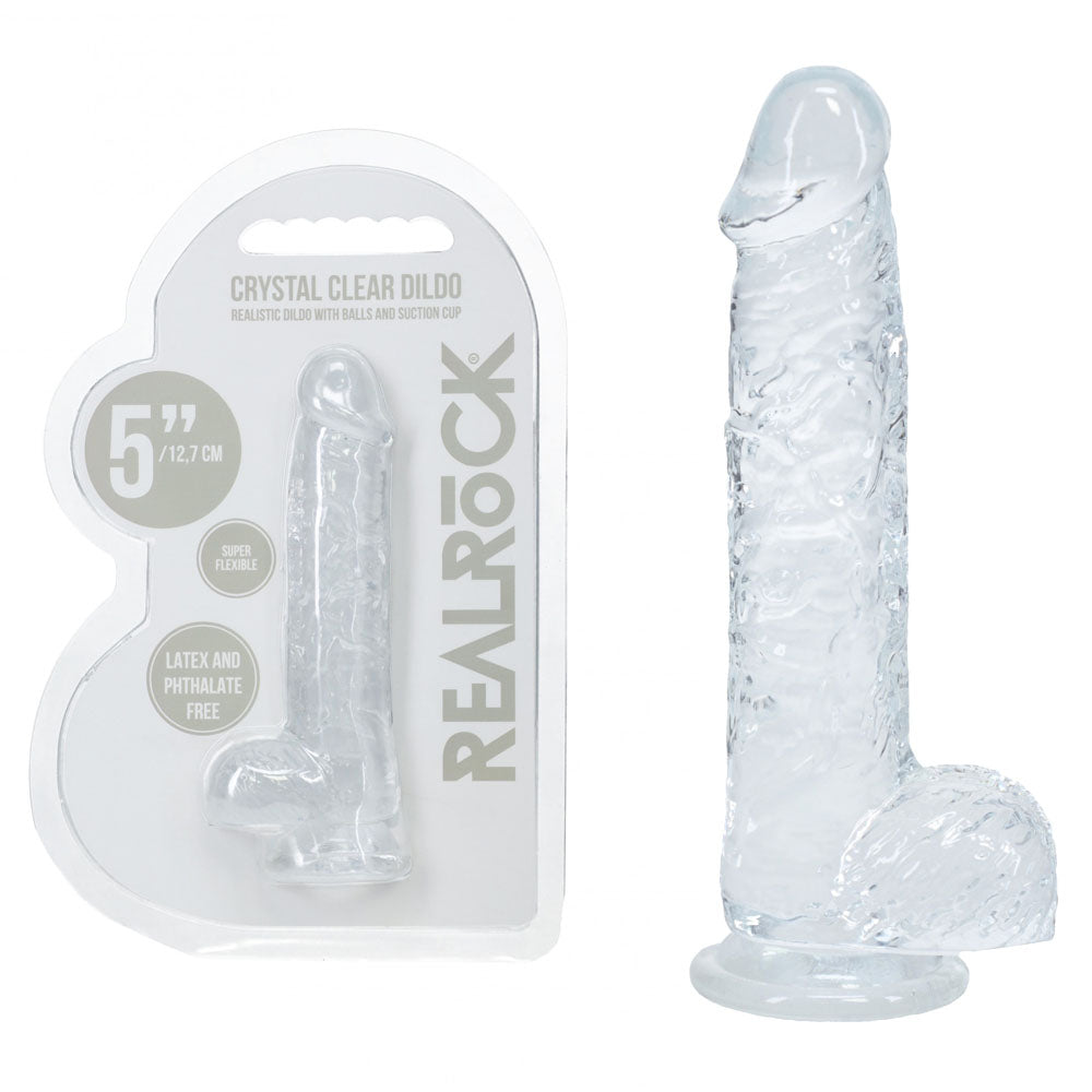 Realrock 5'' Crystal Clear Dildo With Balls Clear Clear 14.7 Cm Dong