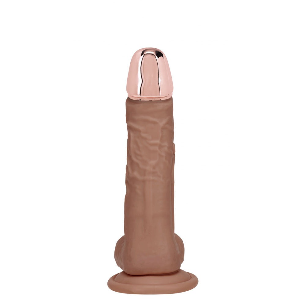 Realrock Metal Head 6'' Rechargeable Dildo Tan Tan 16.2 Cm Usb Rechargeable Vibrating Dildo With Metal Head And Wireless Remote