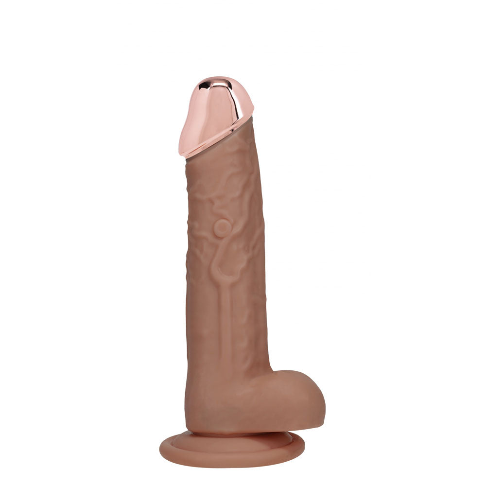 Realrock Metal Head 6'' Rechargeable Dildo Tan Tan 16.2 Cm Usb Rechargeable Vibrating Dildo With Metal Head And Wireless Remote