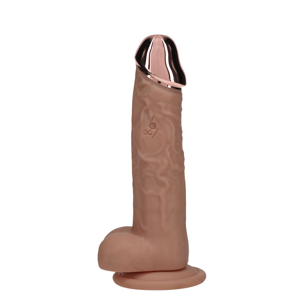 Realrock Metal Head 7'' Rechargeable Dildo Tan Tan 19 Cm Usb Rechargeable Vibrating Dildo With Metal Head And Wireless Remote