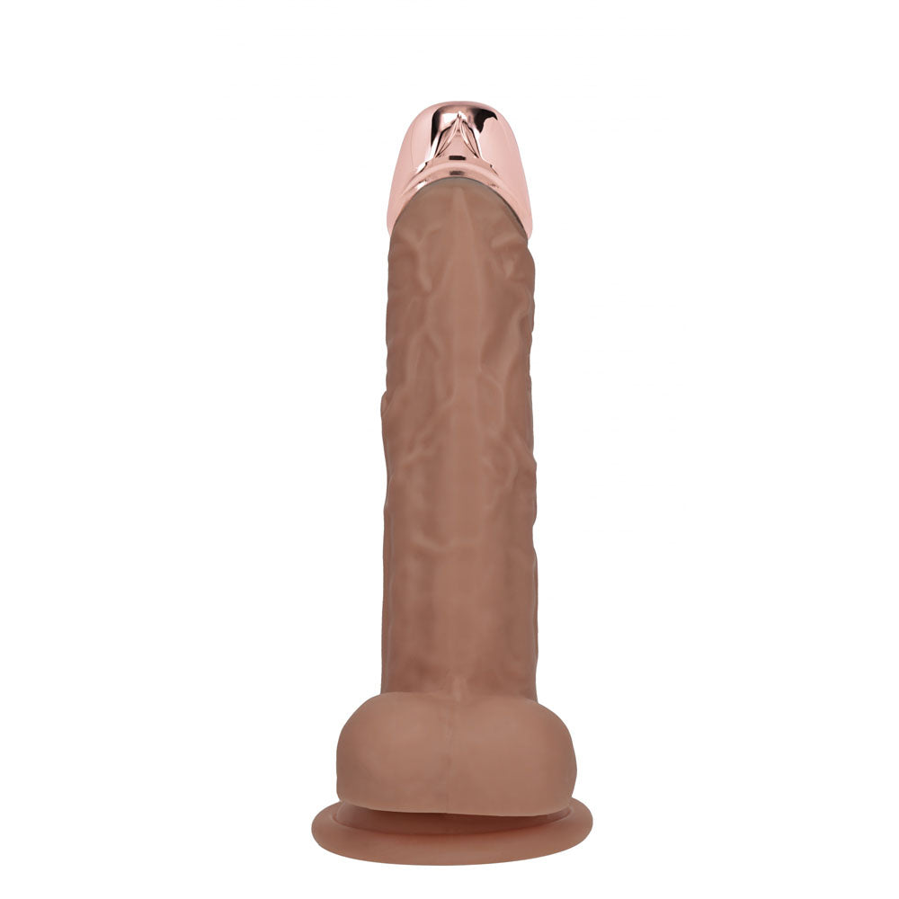 Realrock Metal Head 7'' Rechargeable Dildo Tan Tan 19 Cm Usb Rechargeable Vibrating Dildo With Metal Head And Wireless Remote