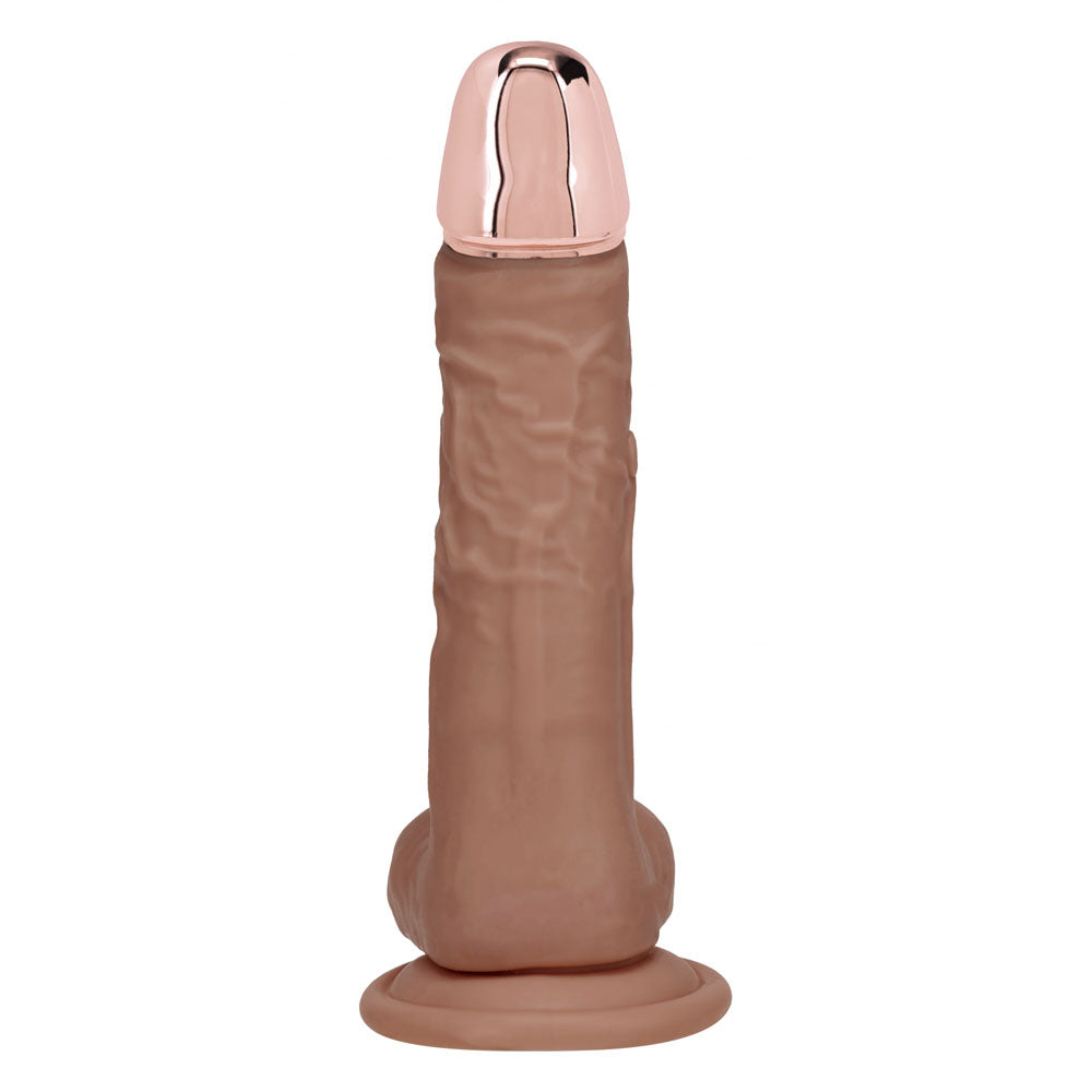 Realrock Metal Head 8'' Rechargeable Dildo Tan Tan 22 Cm Usb Rechargeable Vibrating Dildo With Metal Head And Wireless Remote
