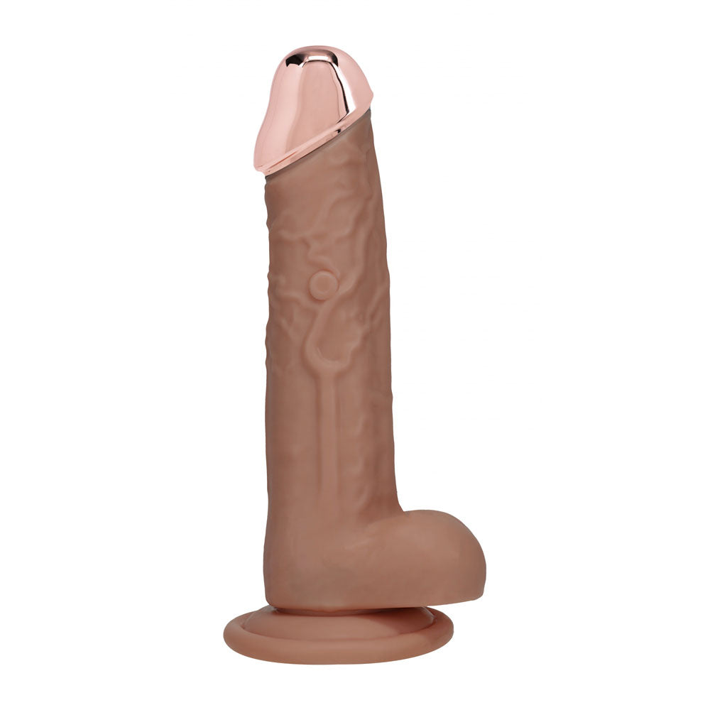 Realrock Metal Head 8'' Rechargeable Dildo Tan Tan 22 Cm Usb Rechargeable Vibrating Dildo With Metal Head And Wireless Remote