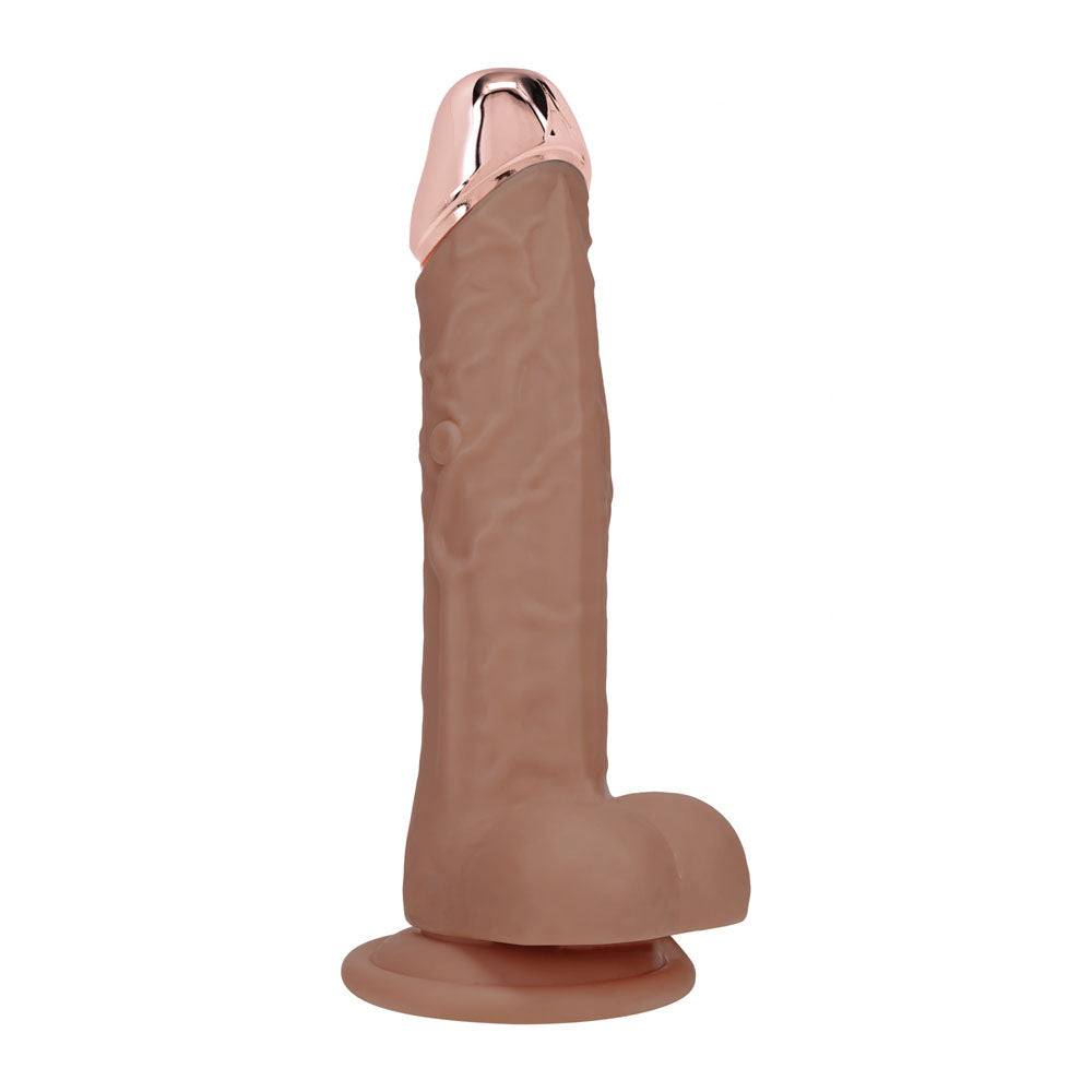 Realrock Metal Head 8'' Rechargeable Dildo Tan Tan 22 Cm Usb Rechargeable Vibrating Dildo With Metal Head And Wireless Remote