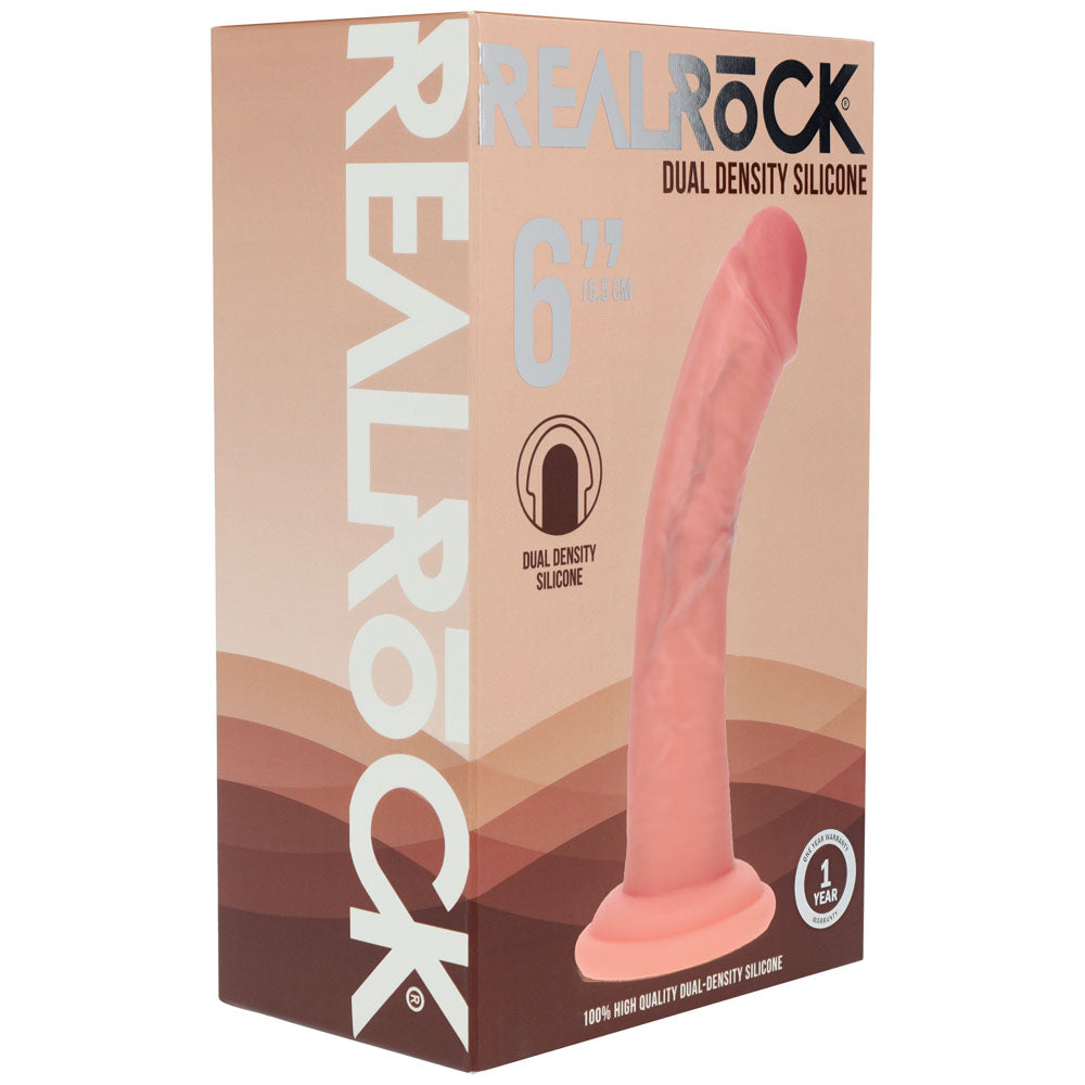 Realrock Dual Density Silicone 6'' Curved Dildo Flesh Flesh 17 Cm Dildo