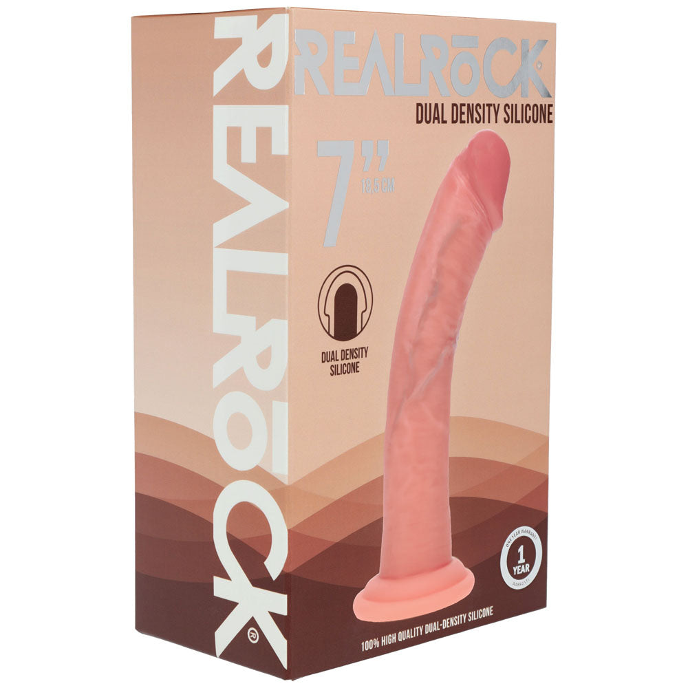 Realrock Dual Density Silicone 7'' Curved Dildo Flesh Flesh 18.5 Cm Dildo