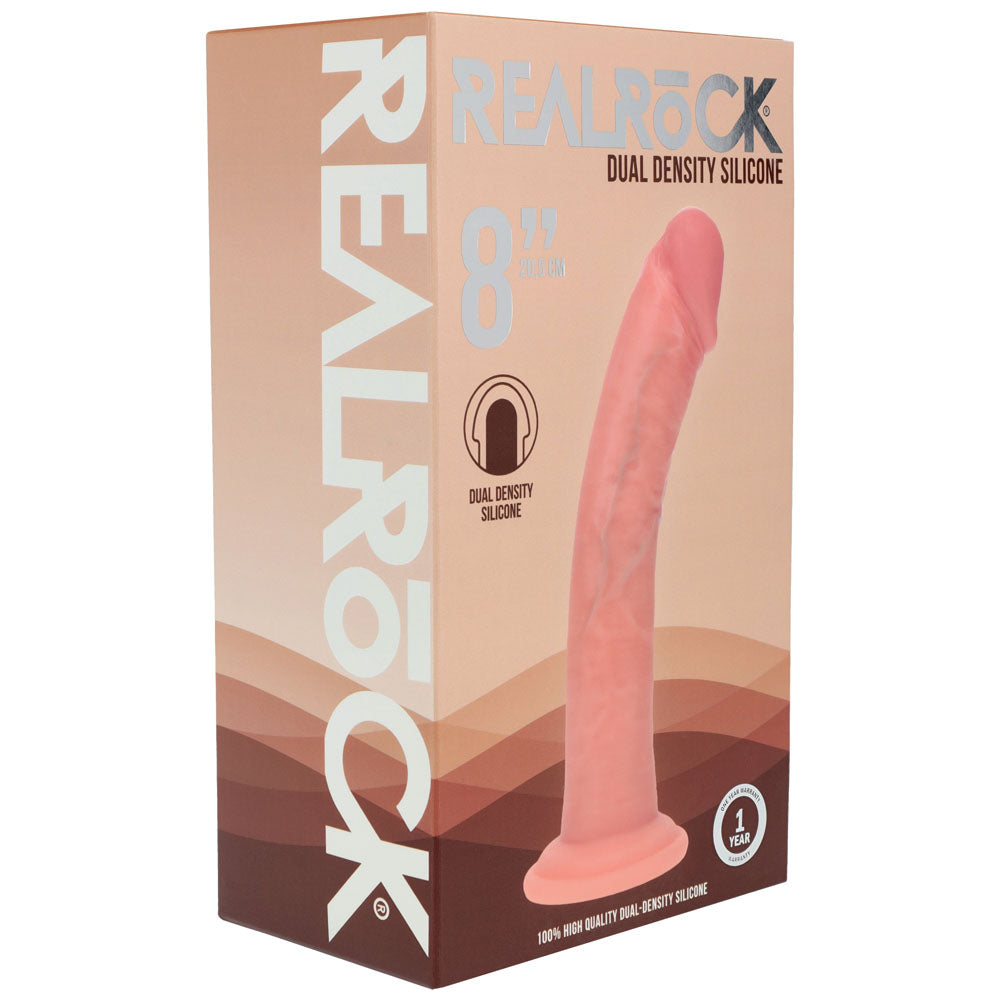Realrock Dual Density Silicone 8'' Curved Dildo Flesh Flesh 20.5 Cm Dildo