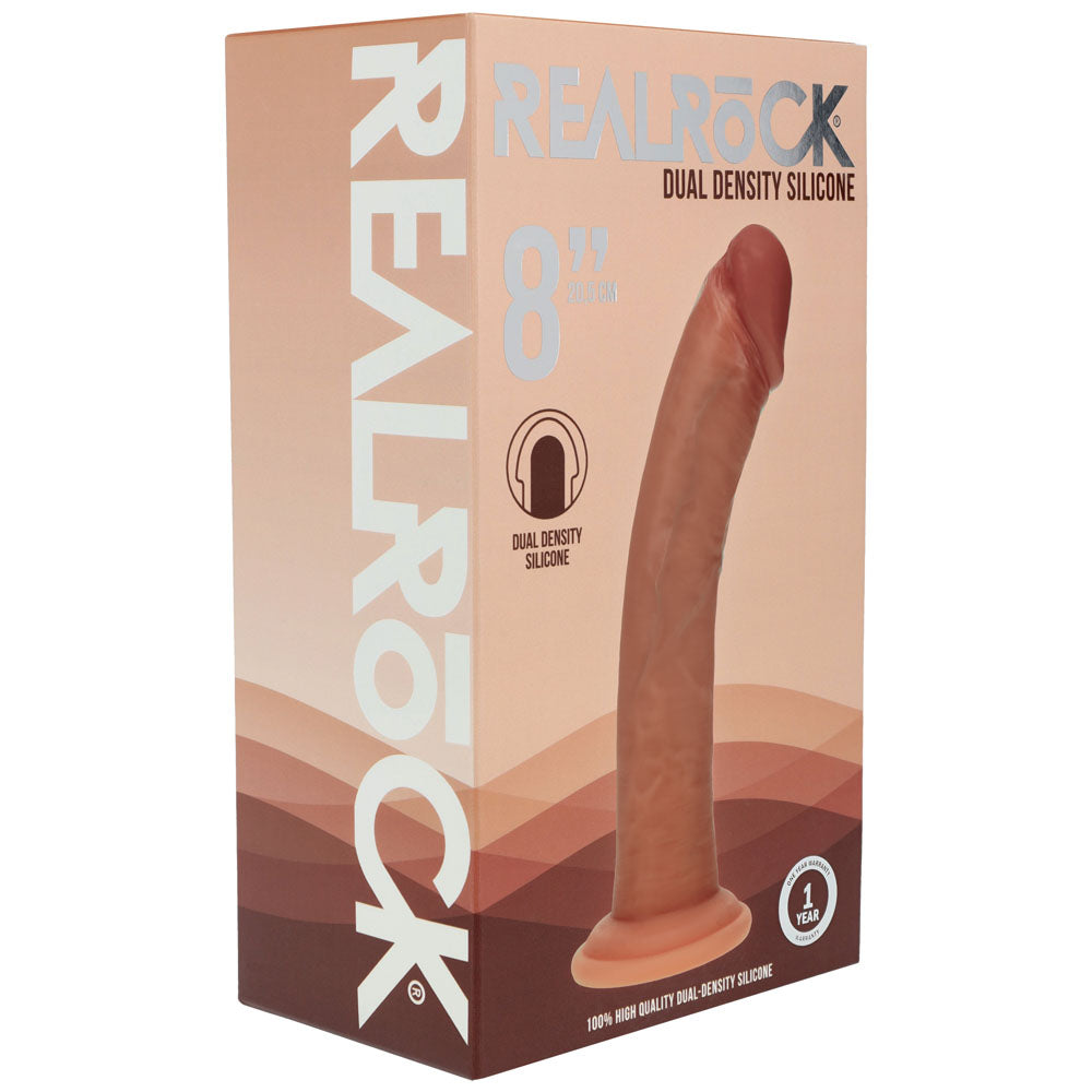 Realrock Dual Density Silicone 8'' Curved Dildo Tan Tan 20.5 Cm Dildo