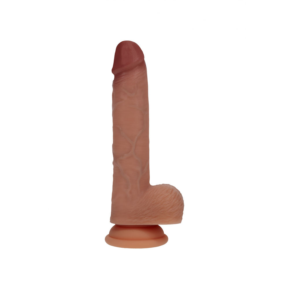 Realrock Dual Density 7'' Vibrating & Thrusting Dildo Tan Tan 17.8 Cm Usb Rechargeable Vibrating & Thrusting Dildo