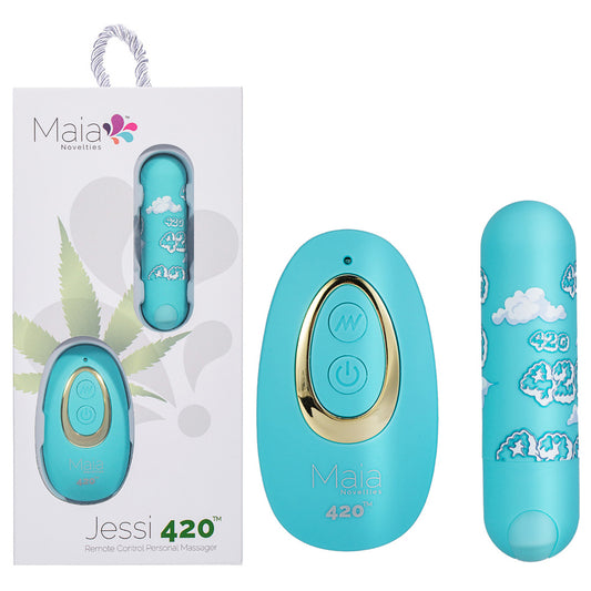 Maia Jessi 420 Remote Sky Blue 7.6 Cm Usb Rechargeable Bullet With Wireless Remote