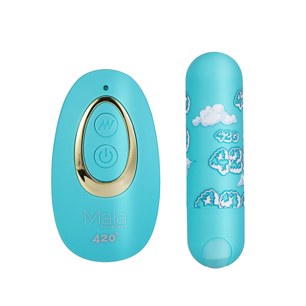 Maia Jessi 420 Remote Sky Blue 7.6 Cm Usb Rechargeable Bullet With Wireless Remote
