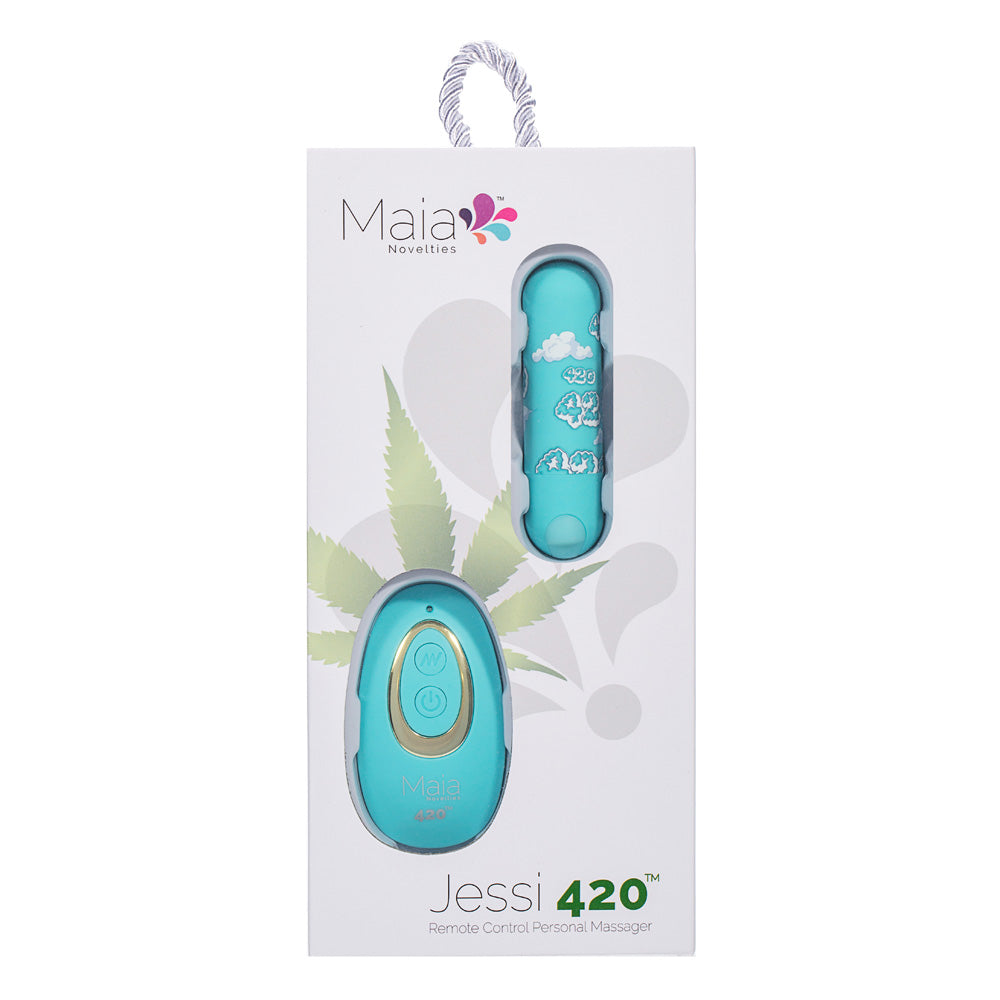 Maia Jessi 420 Remote Sky Blue 7.6 Cm Usb Rechargeable Bullet With Wireless Remote