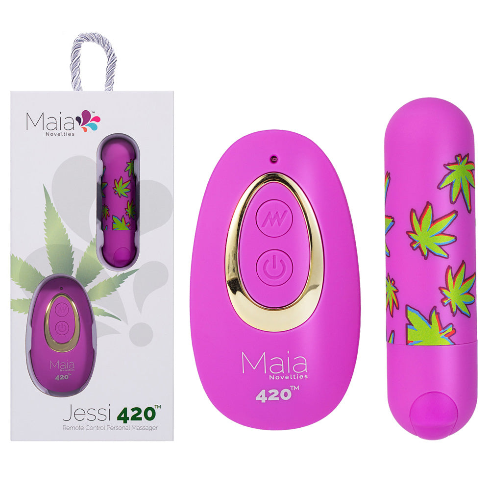 Maia Jessi 420 Remote Purple 7.6 Cm Usb Rechargeable Bullet With Wireless Remote
