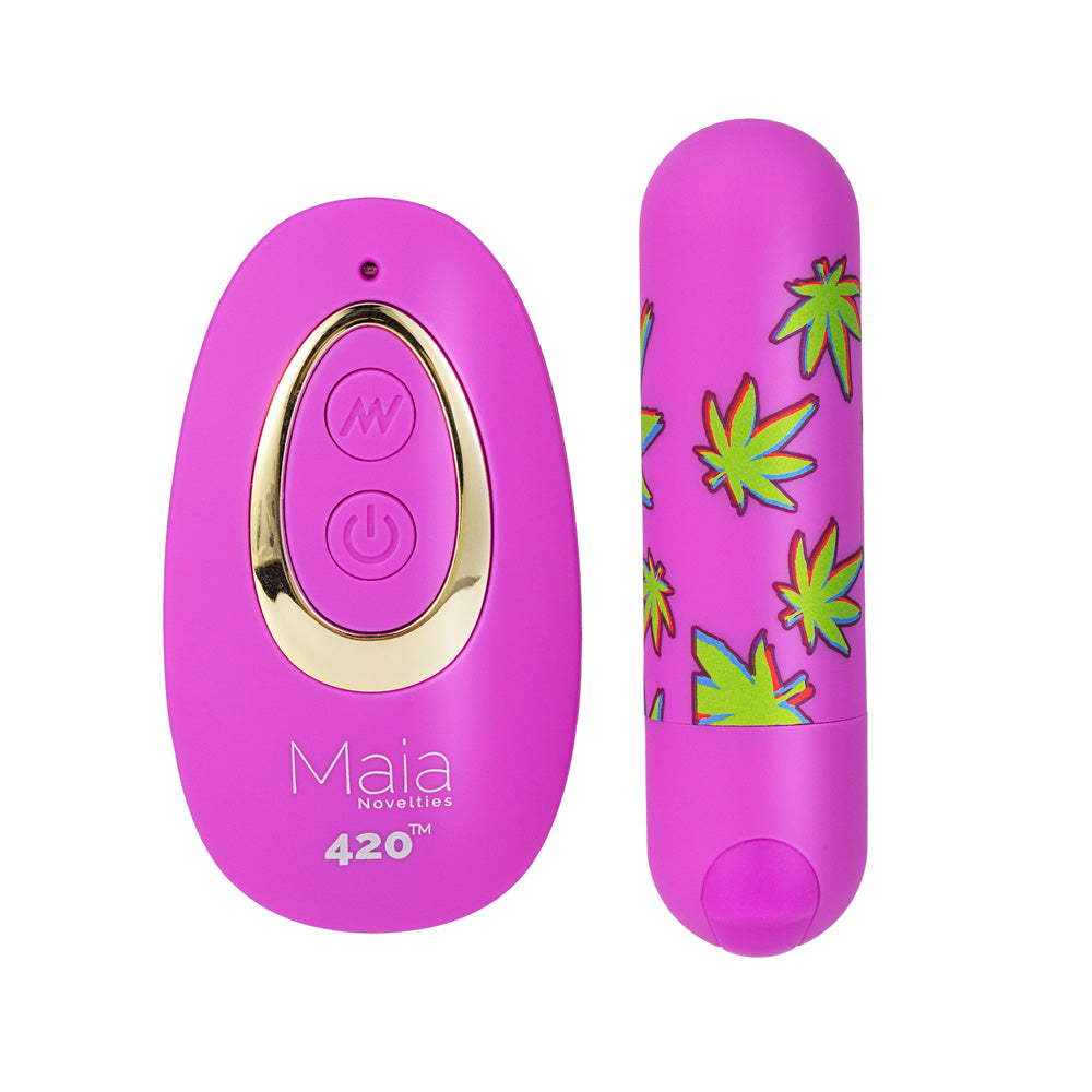 Maia Jessi 420 Remote Purple 7.6 Cm Usb Rechargeable Bullet With Wireless Remote