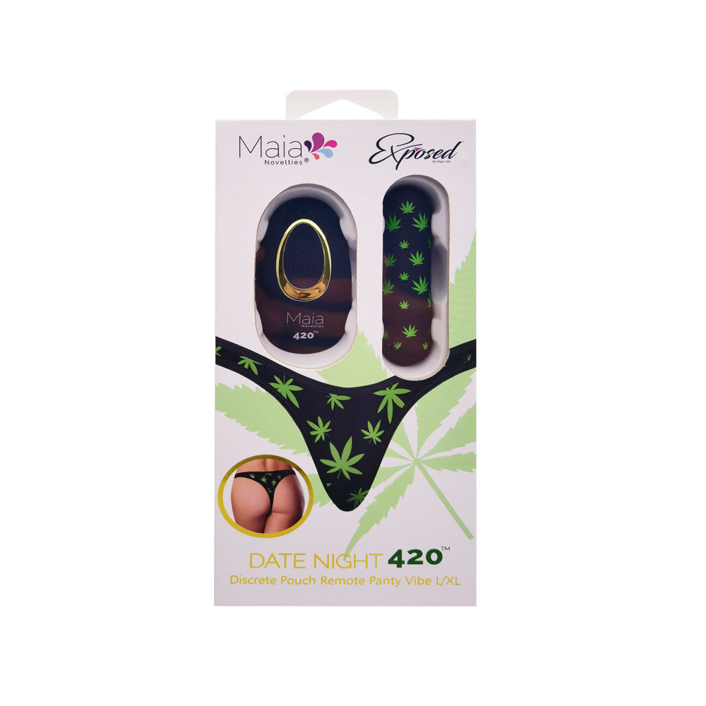 Maia Date Night 420 Panty Vibe L/Xl Black L/Xl 420 Panty With Black Usb Rechargeable Bullet & Remote