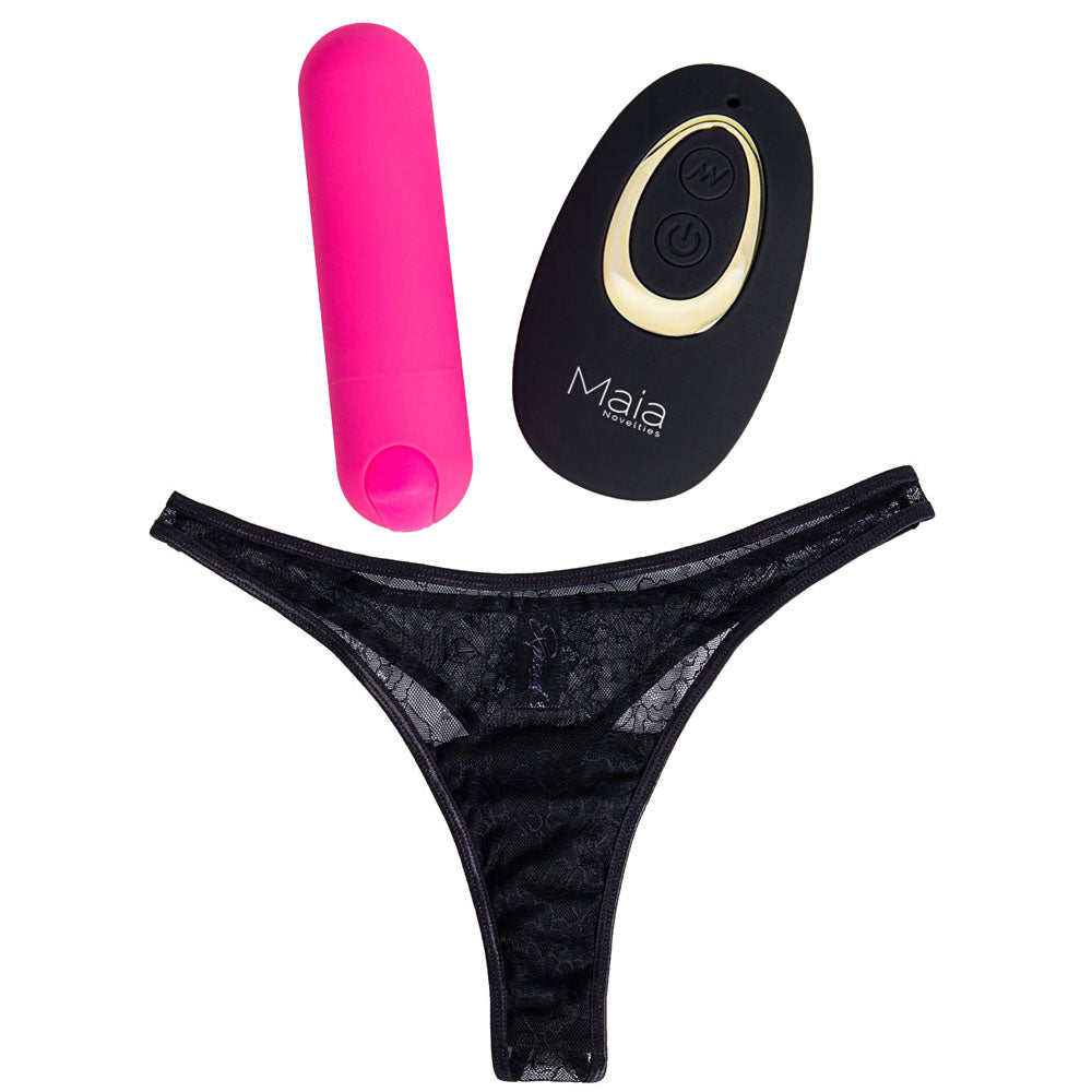 Maia Date Night Panty Vibe S/M Black S/M Panty With Pink Usb Rechargeable Bullet & Remote