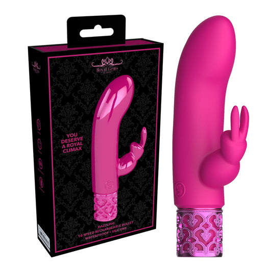 Royal Gems Dazzling Silicone Rechargeable Bullet Pink 12 Cm Usb Rechargeable Bullet