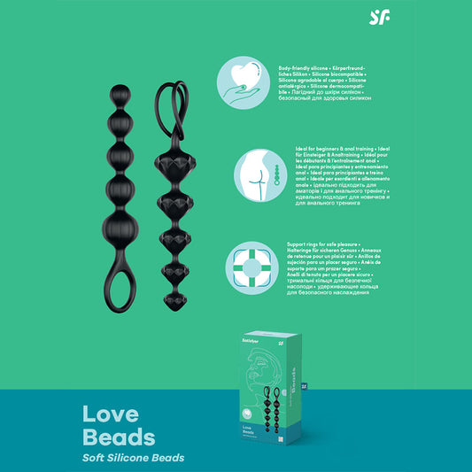 Satisfyer Love Beads Black 20.5 Cm Anal Beads Set Of 2