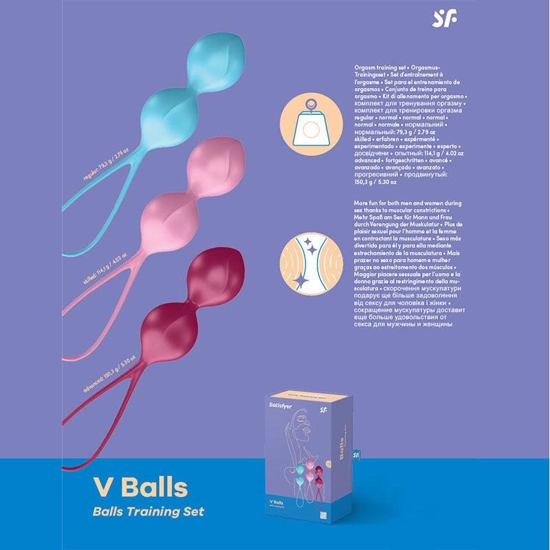 Satisfyer V Balls Coloured Weighted Kegel Balls Set Of 3