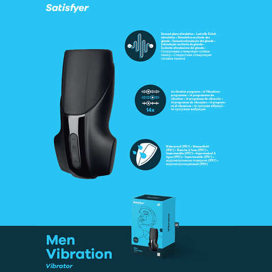 Satisfyer Men Vibration Black Usb Rechargeable Masturbator