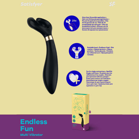 Satisfyer Endless Fun Black 23.5 Cm Usb Rechargeable Stimulator
