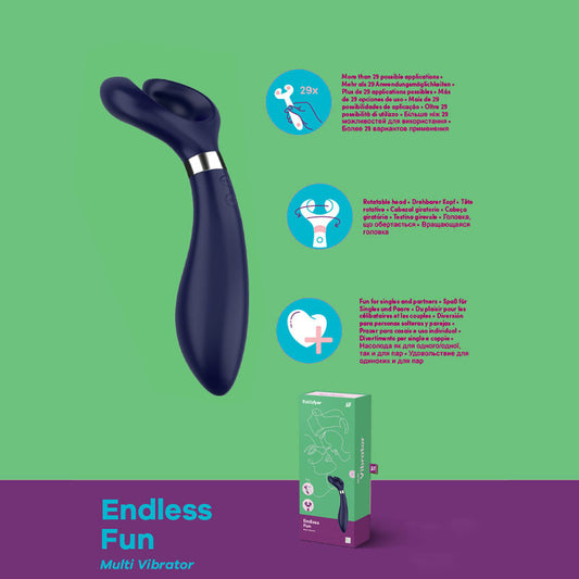Satisfyer Endless Fun Blue 23.5 Cm Usb Rechargeable Stimulator