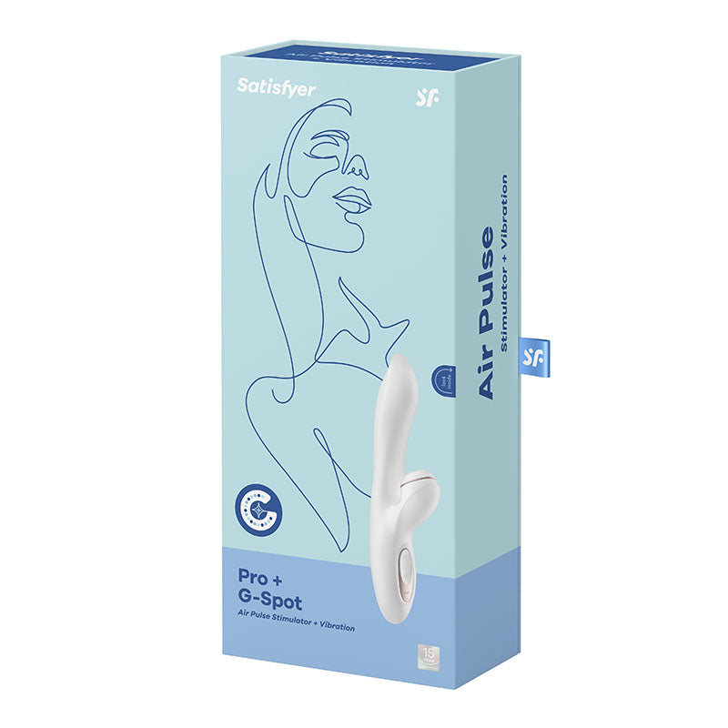 Satisfyer Pro + G Spot White 22 Cm Usb Rechargeable Rabbit Vibrator With Touch Free Clitoral Stimulator