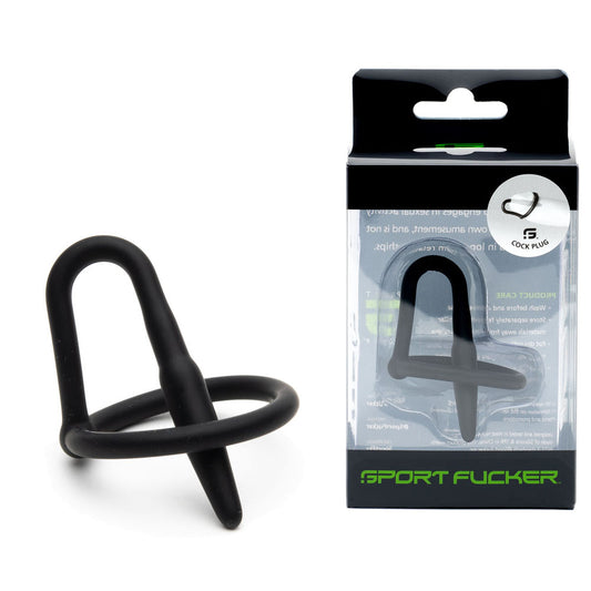 Sport Fucker Cock Plug Black Cock Ring With Urethral Sound