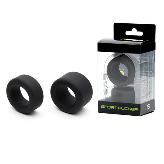 Sport Fucker Nutt Job Set Black Cock Rings Set Of 2