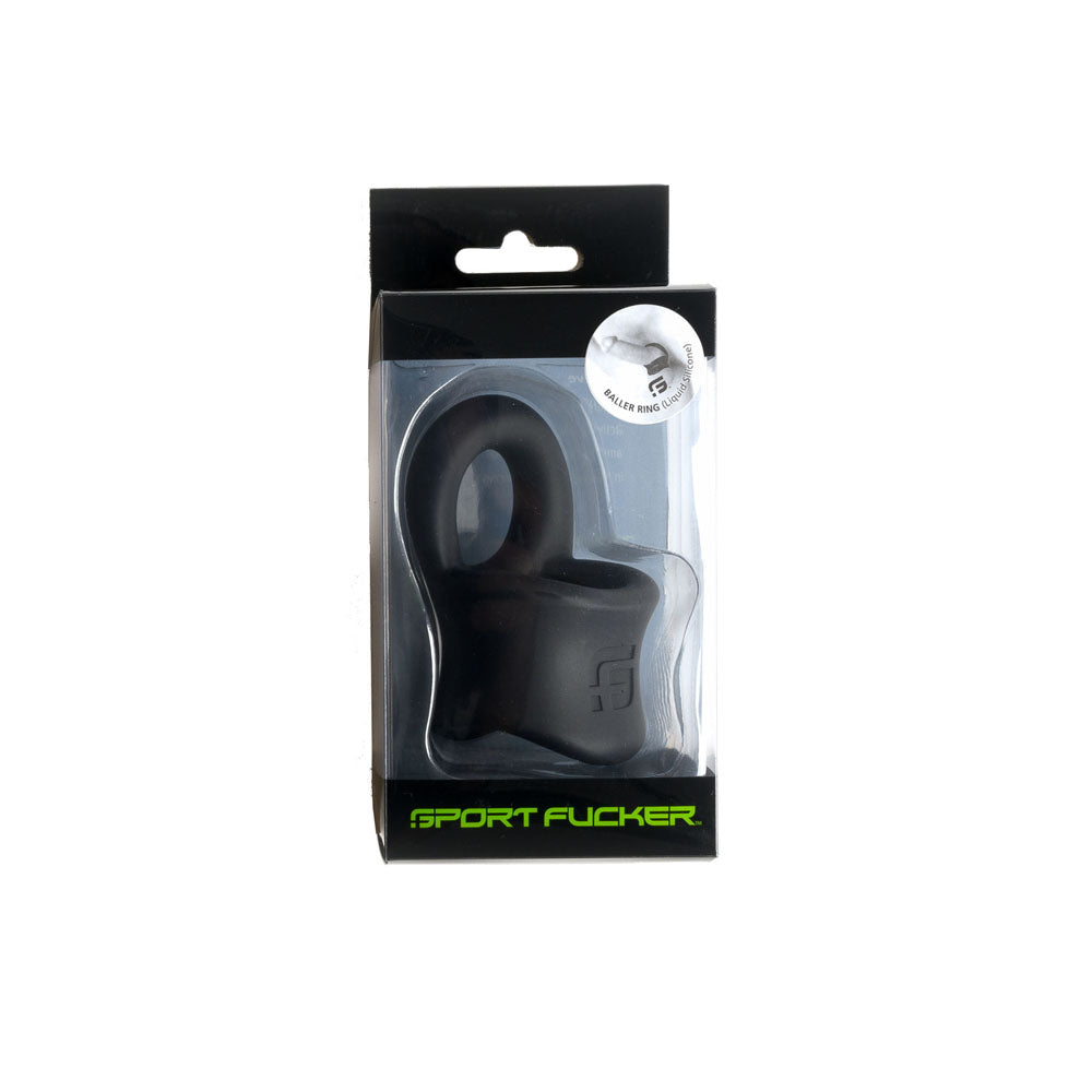Sport Fucker Baller Ring Black Liquid Silicone Cock Ring With Ball Stretcher
