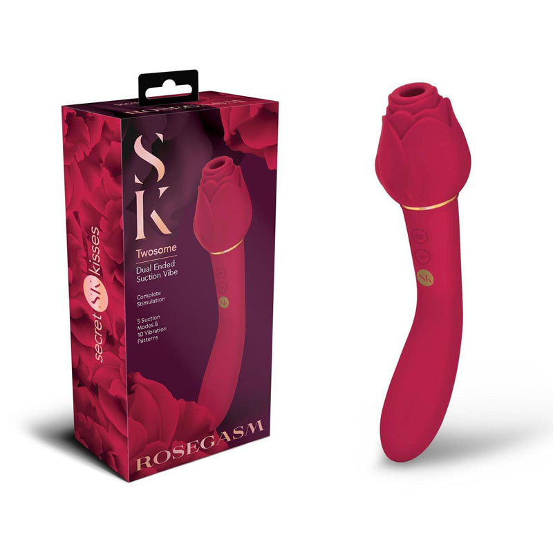 Secret Kisses Rosegasm Twosome Rose Red 20.3 Cm Air Pulsation Stimulator & Vibrator