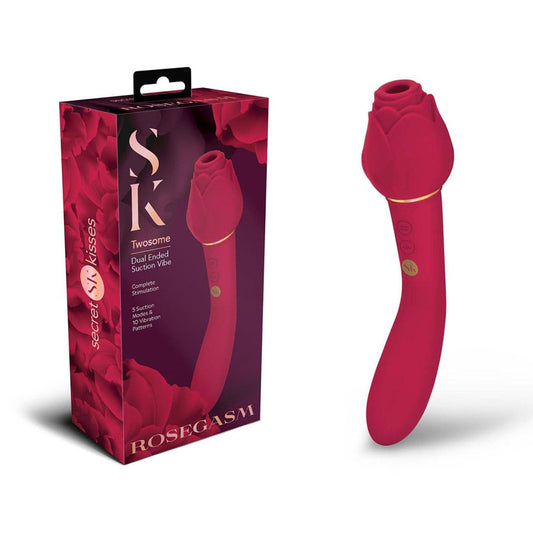 Secret Kisses Rosegasm Twosome Rose Red 20.3 Cm Air Pulsation Stimulator & Vibrator