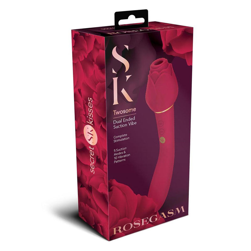 Secret Kisses Rosegasm Twosome Rose Red 20.3 Cm Air Pulsation Stimulator & Vibrator