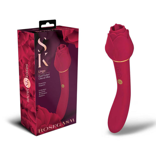 Secret Kisses Rosegasm Lingo Rose Red 20.3 Cm Dual Vibrator & Flicking Stimulator