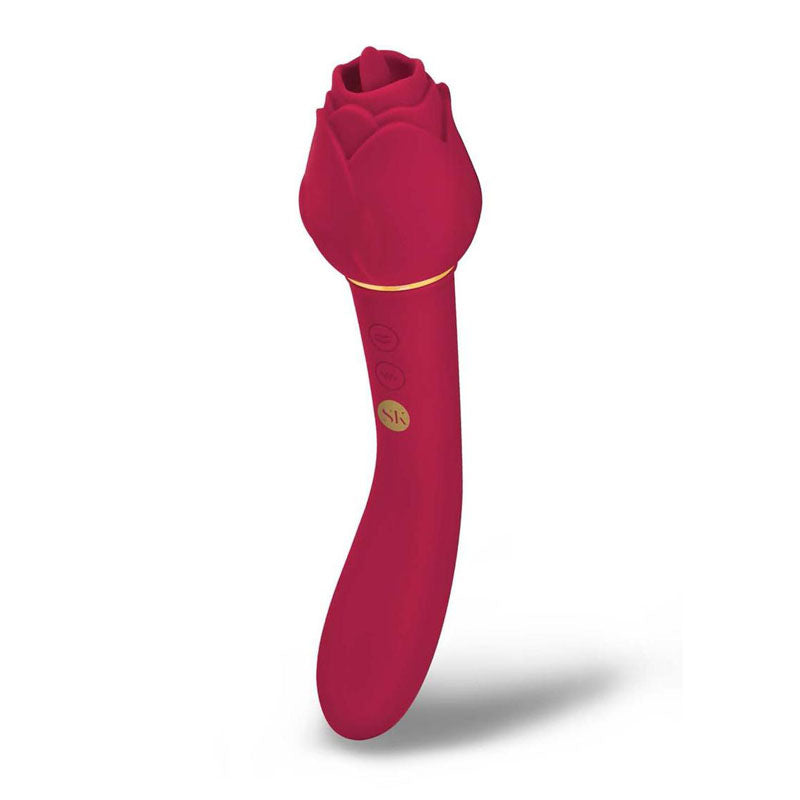 Secret Kisses Rosegasm Lingo Rose Red 20.3 Cm Dual Vibrator & Flicking Stimulator