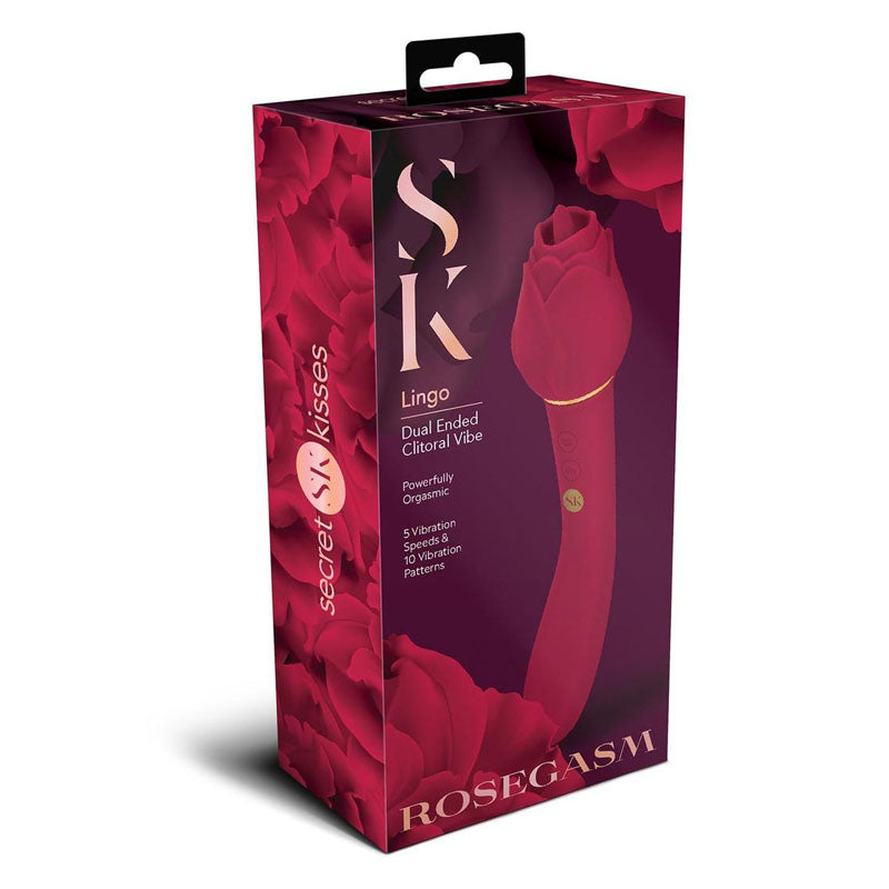 Secret Kisses Rosegasm Lingo Rose Red 20.3 Cm Dual Vibrator & Flicking Stimulator