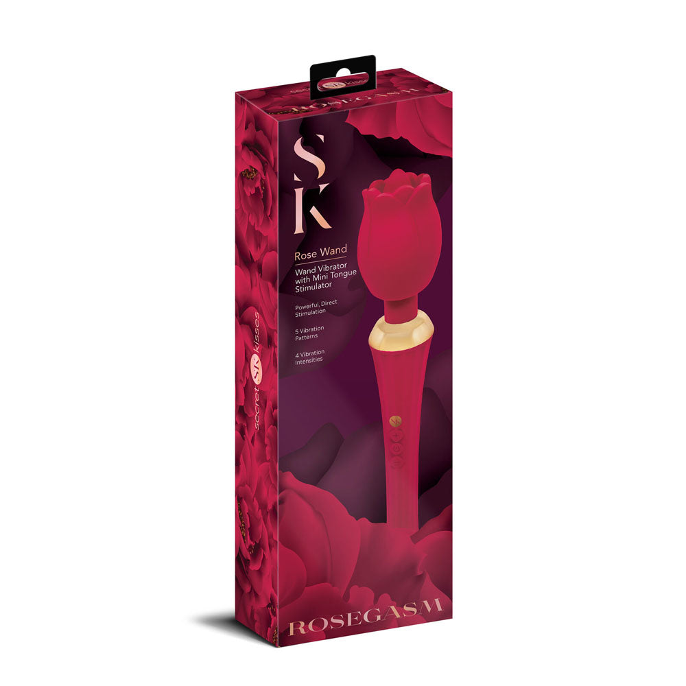 Secret Kisses Rosegasm Rose Wand Rose Red 30.5 Cm Usb Rechargeable Massager Wand