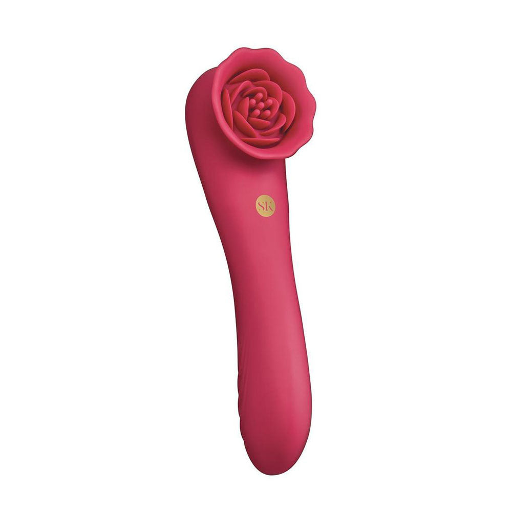 Secret Kisses Rosegasm Rose Quake Red 18.8 Cm Usb Rechargeable Dual Ended Tapping Vibrator