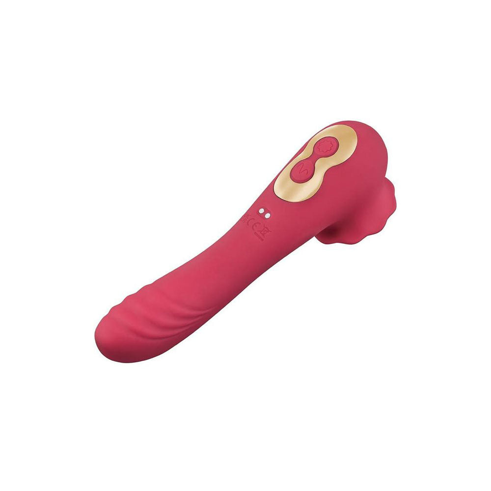 Secret Kisses Rosegasm Rose Quake Red 18.8 Cm Usb Rechargeable Dual Ended Tapping Vibrator
