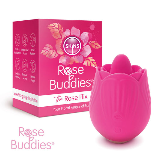 Skins Rose Buddies The Rose Flix Pink Usb Rechargeable Flicking Rose Stimulator