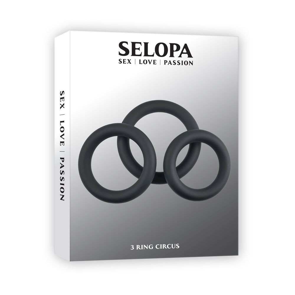 Selopa 3 Ring Circus Black Cock Rings Set Of 3 Sizes