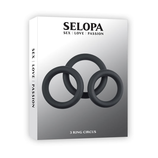 Selopa 3 Ring Circus Black Cock Rings Set Of 3 Sizes