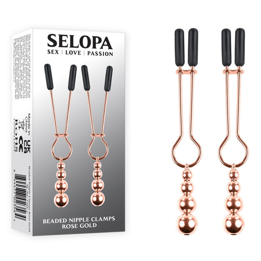 Selopa Beaded Nipple Clamps Rose Gold Rose Gold Nipple Clamps Set Of 2
